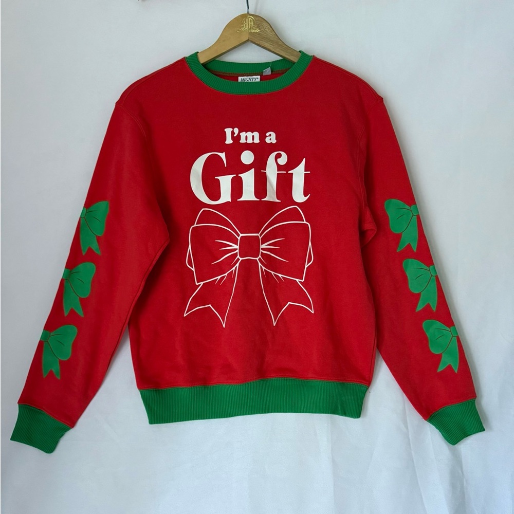 Mighty Fine Women's Sweatshirt Red Green Bows I’m a gift